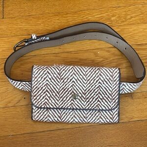 Anthropologie Chevron/Zebra Crossbody Bag in Brown and White